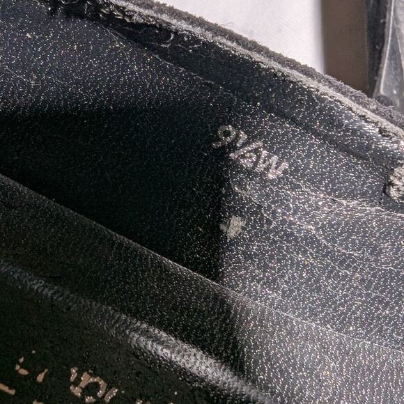 Vtg 1990s Newport News Black Suede Square Toe Elastic Strap Mary Jane Flats 9.5W - Picture 5 of 7